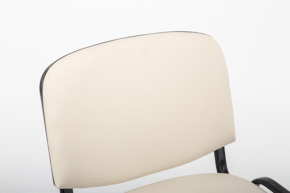BESUCHERSTUHL Keen, Kunstleder mit Gestell Schwarz / Bezug Creme - Schwarz/Naturfarben, Textil/Metall (54/79/48cm) - TPFLiving