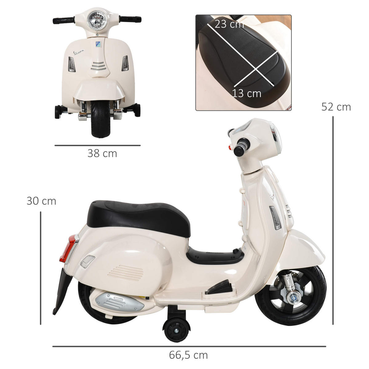 ELEKTRO-KINDERMOTORRAD Michelle Weiss 66.5/38/52 cm - Weiß, Kunststoff (52/66.5/38cm) - Jamb