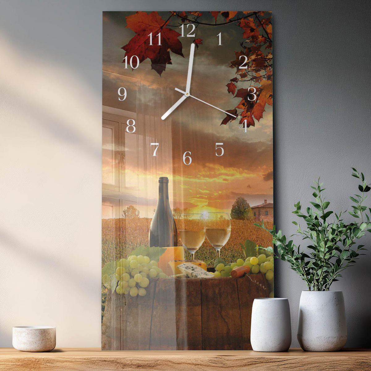 WANDUHR 30x60 cm - Abstrakte Linien - Multicolor, Glas (30/60/0.4cm) - TULUP