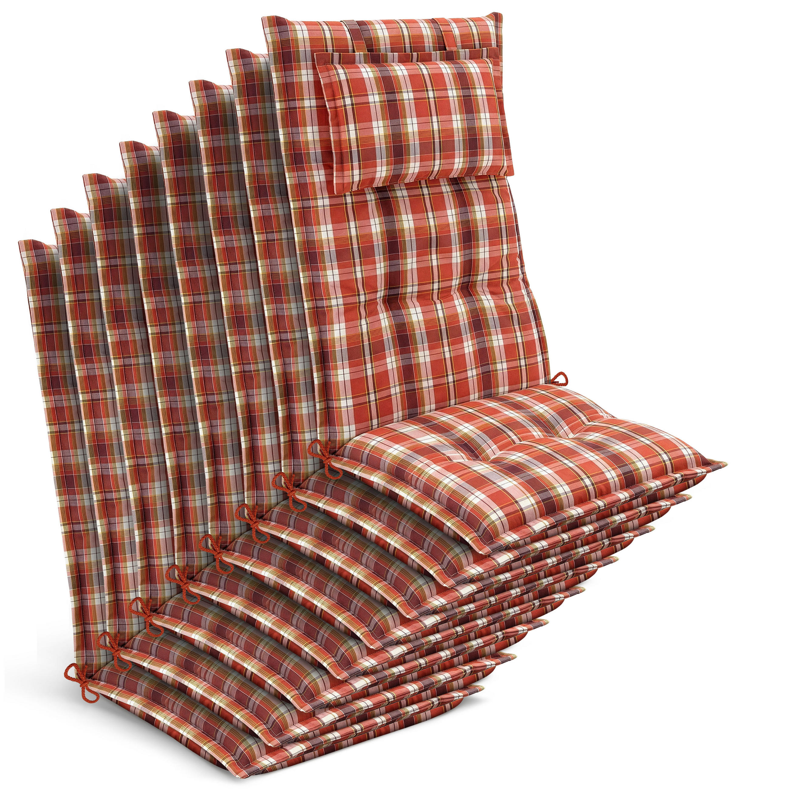HOCHLEHNER Highlux HL 120x52x7cm Orange-Rot-Grün-Kariert (8tlg) - Grün, Textil (52/120cm) - Beautissu 