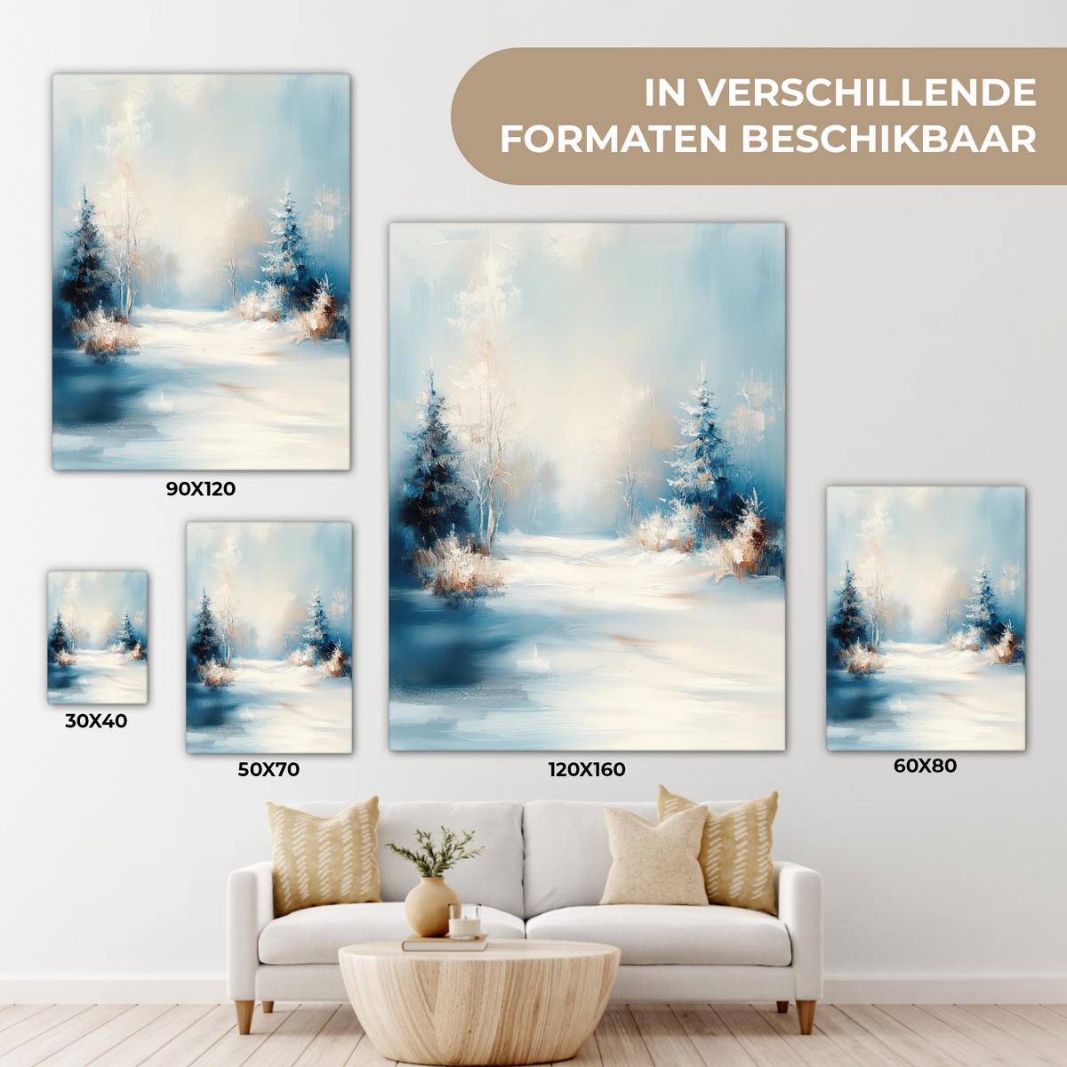LEINWANDBILD Wald - Winter - Natur - Abstrakt - Schnee 30x40 cm - Weiß, Textil (30/40cm) - MuchoWow