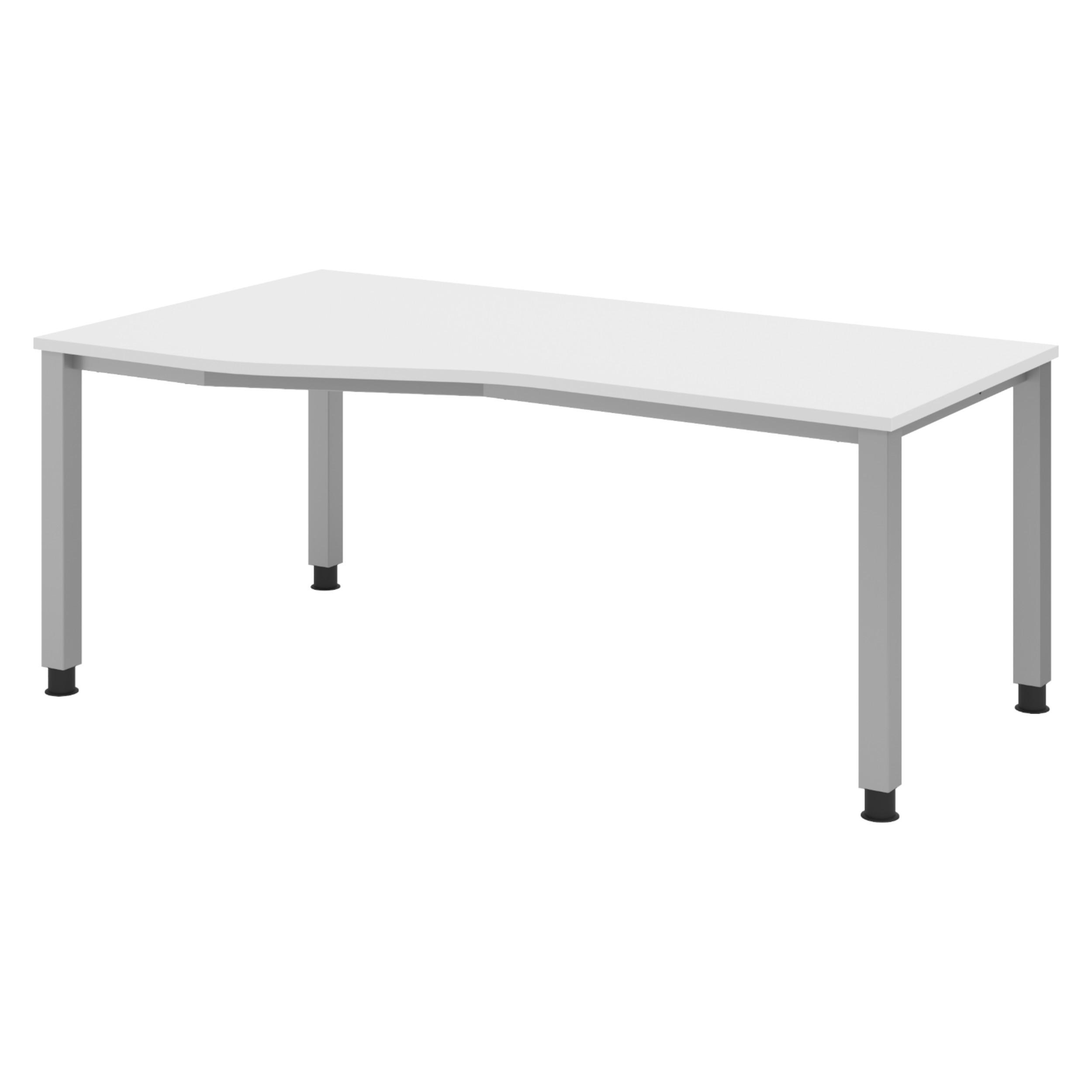 SCHREIBTISCH Serie-Q Gestell: Silber 100/180/74 cm in Weiß - Weiß, Holzwerkstoff (100/180/74cm) - bümö