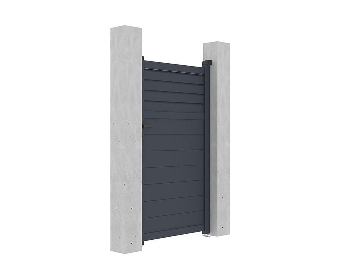 GARTENTOR Flügeltor - Aluminium - 103 x 181 cm - Anthrazit - VIAZO - Anthrazit, Metall (100/176cm) - Vente-Unique