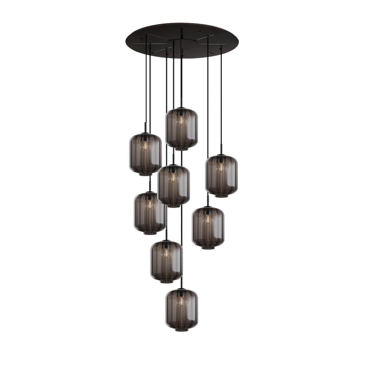 GALERIELEUCHTE Velo 8-flammig Rauch Ø 25cm - Anthrazit/Schwarz, Glas (25/25/27cm) - s.luce