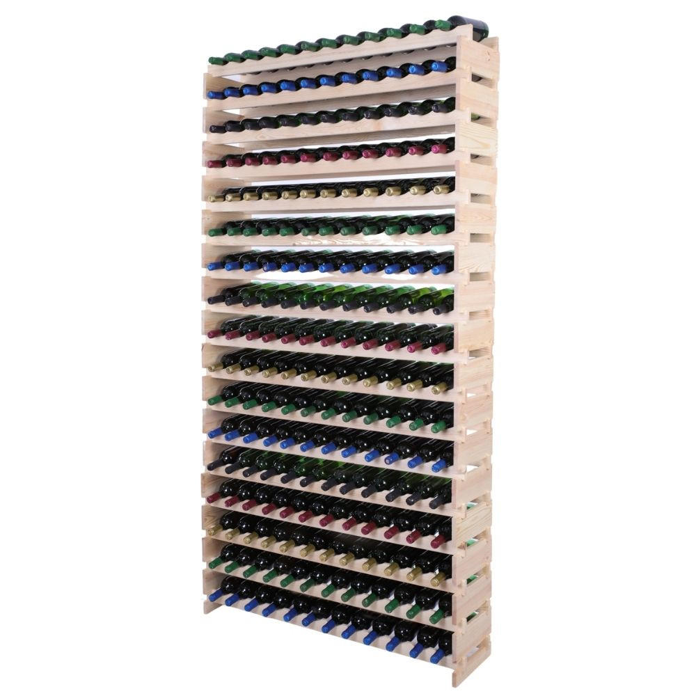 WEINREGAL VINOTECA FLEX PRO HxBxT 233x123x28cm 204 Flaschen auf 17 Ebenen Natur unbehandelt - Naturfarben, Holz (123/233/28cm) - PROREGAL