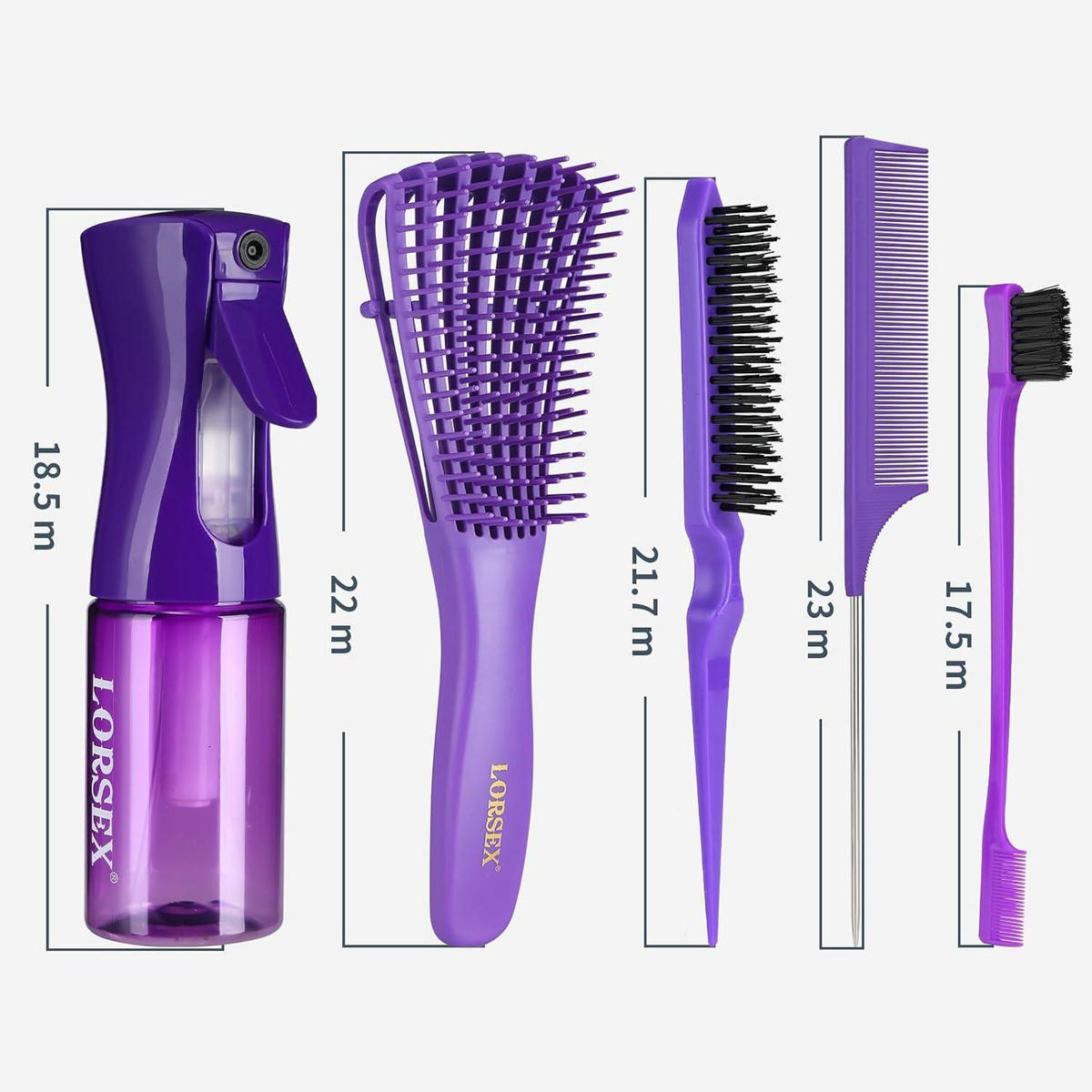 HAARSTYLING Set mit Sprühflasche und Entwirrbürste - Lila, Kunststoff (5/5/20cm)