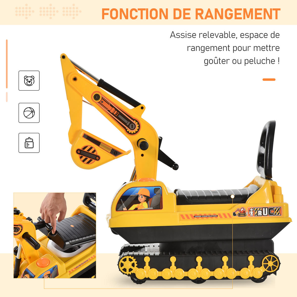 KINDERTRAKTOR DE-12987 lenkbare Schaufel Gelb - Gelb, Kunststoff (78/24/58.5cm) - ComfortXL
