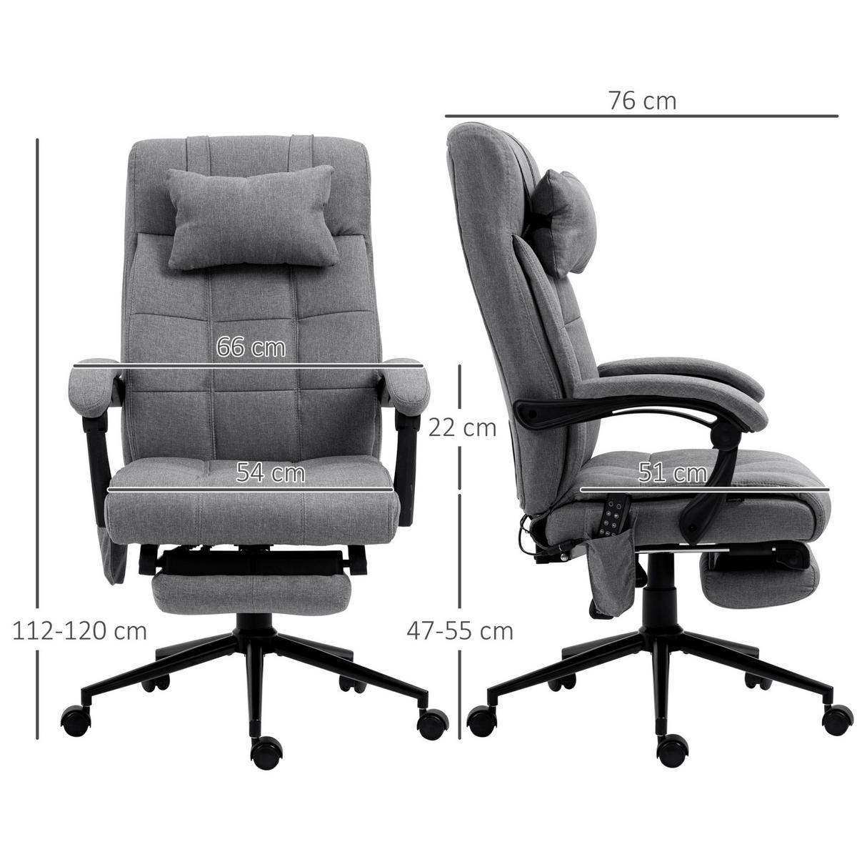 BÜROSTUHL mit Massagefunktion höhenverstellbar Grau - Grau, Kunststoff (76/120/66cm) - Meubliv