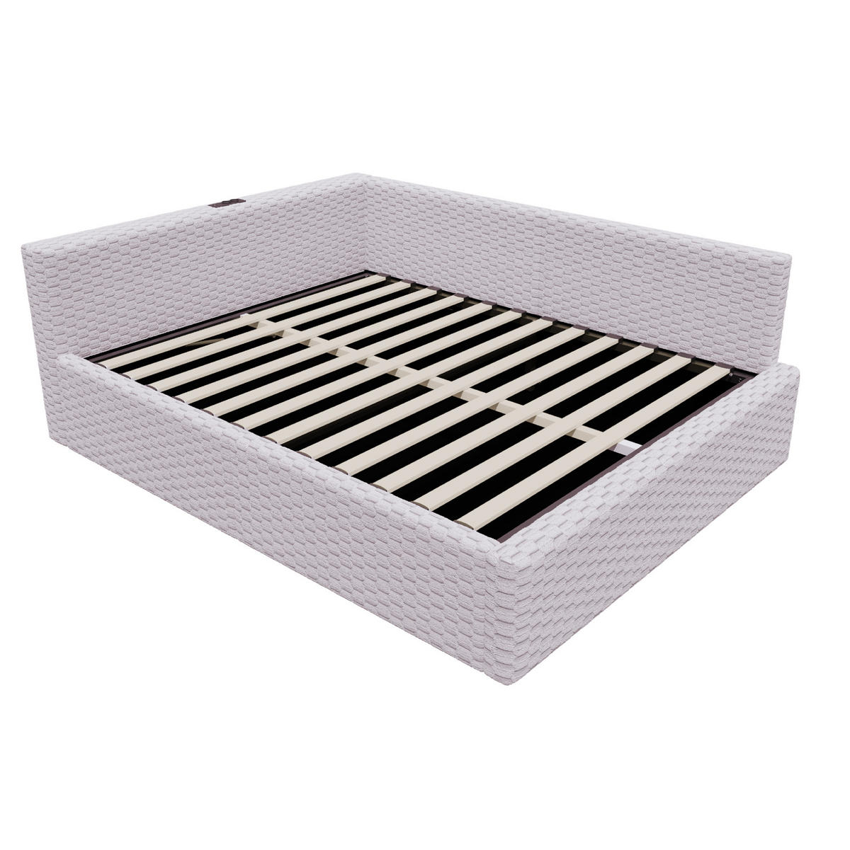 POLSTERBETT mit Bettkasten 140x200 cm Samt Grau mit LED und USB - Grau, Metall (140/200cm) - Meubliv