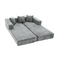 SCHLAFSOFA, Klappbares Bodensofa, Modulares Polstersofa Chenille, Dunkelgrau - Grau, Textil (79/60/198cm) - LVHOM