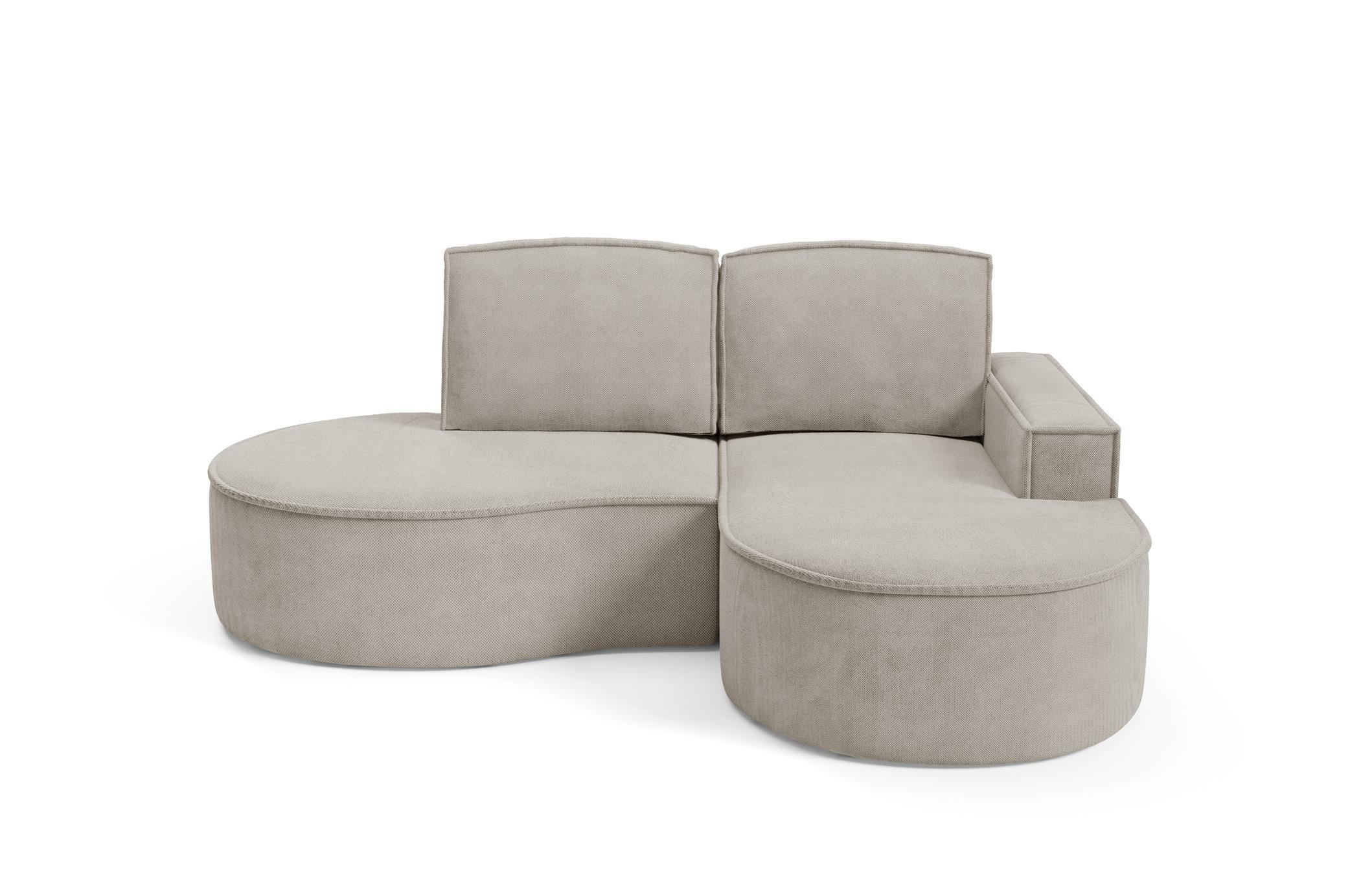 ECKSOFA Flow Kalt Beige, mit Kissen in Curio Stoff, rechte seite - Beige, Holzwerkstoff/Textil (210/157cm) - Bettso