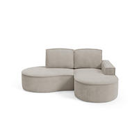 ECKSOFA Flow Kalt Beige, mit Kissen in Curio Stoff, rechte seite - Beige, Holzwerkstoff/Textil (210/157cm) - Bettso