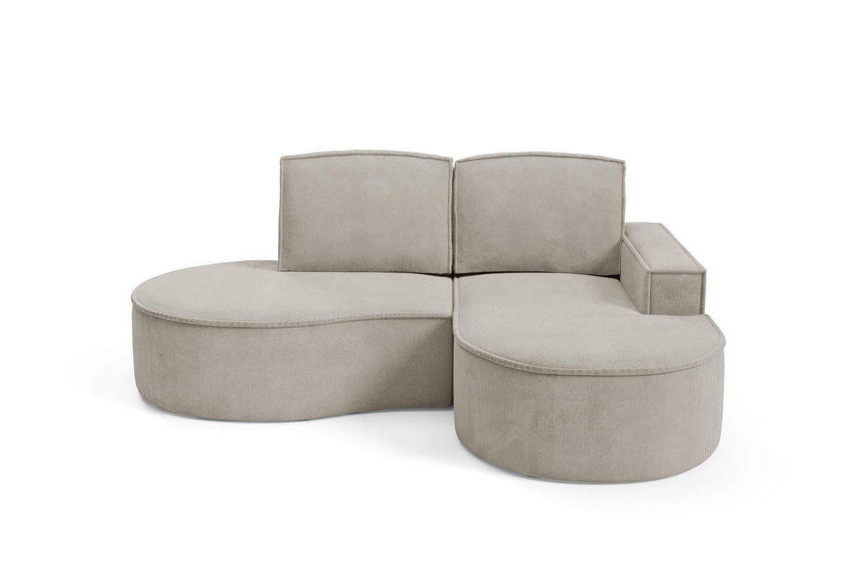 ECKSOFA Flow Kalt Beige, mit Kissen in Curio Stoff, rechte seite - Beige, Holzwerkstoff/Textil (210/157cm) - Bettso