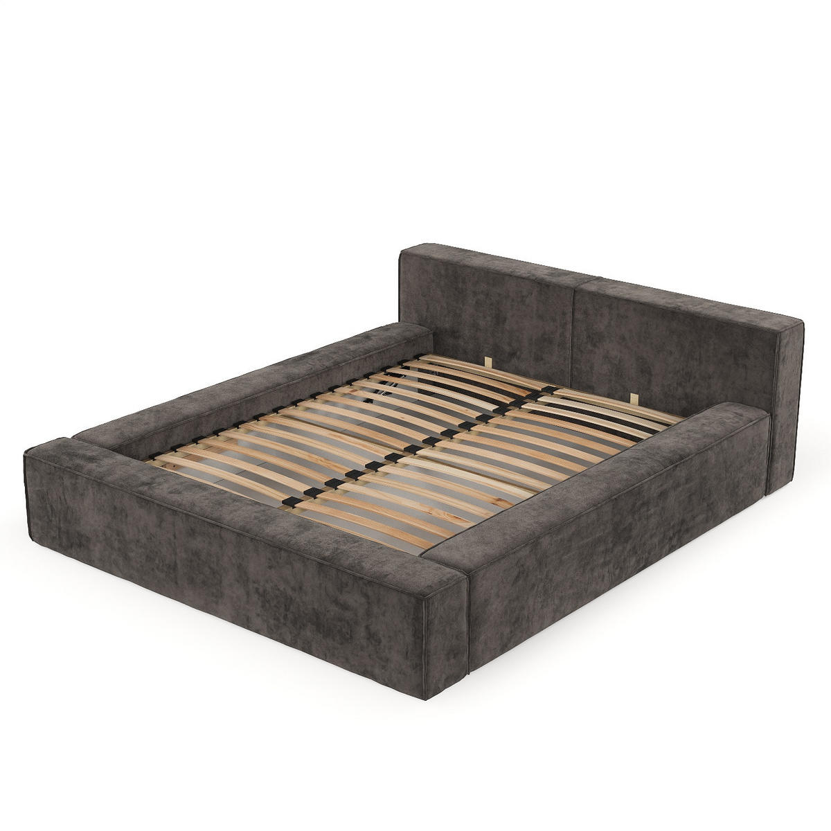 POLSTERBETT Casto mit Stauraum 140/200 cm Braun im Terra NW Stoff - Schwarz/Naturfarben, Holz/Holzwerkstoff (140/200cm) - AltaBeds