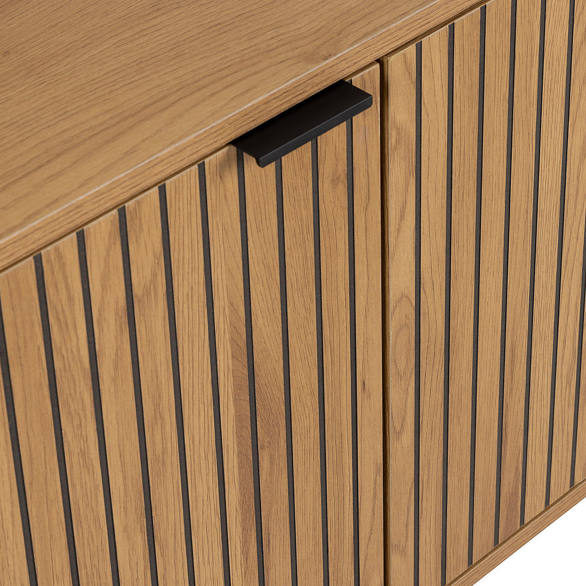 SIDEBOARD - Wildeiche Dekor / Schwarz - Braun, Holzwerkstoff/Metall (180/70/40cm) - home24