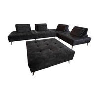 MODULSOFA MIT HOCKER WIOLO Anthrazit Velvet - Anthrazit/Silberfarben, Textil (350/80/350cm) - KAWOLA