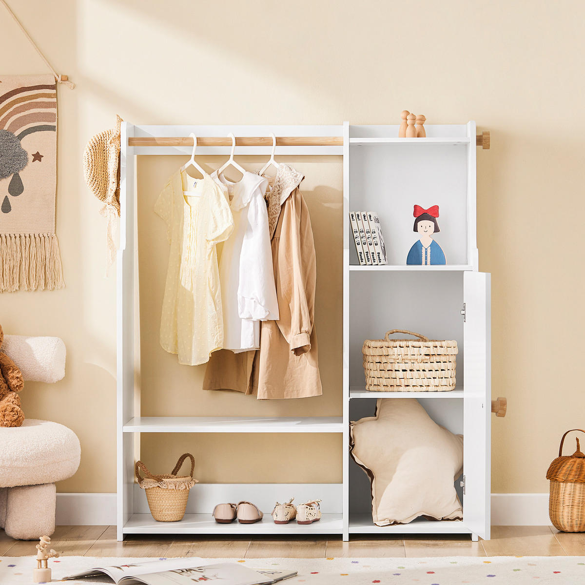 KINDERGARDEROBE Weiß - Weiß, Holzwerkstoff (94/110/35cm) - SoBuy