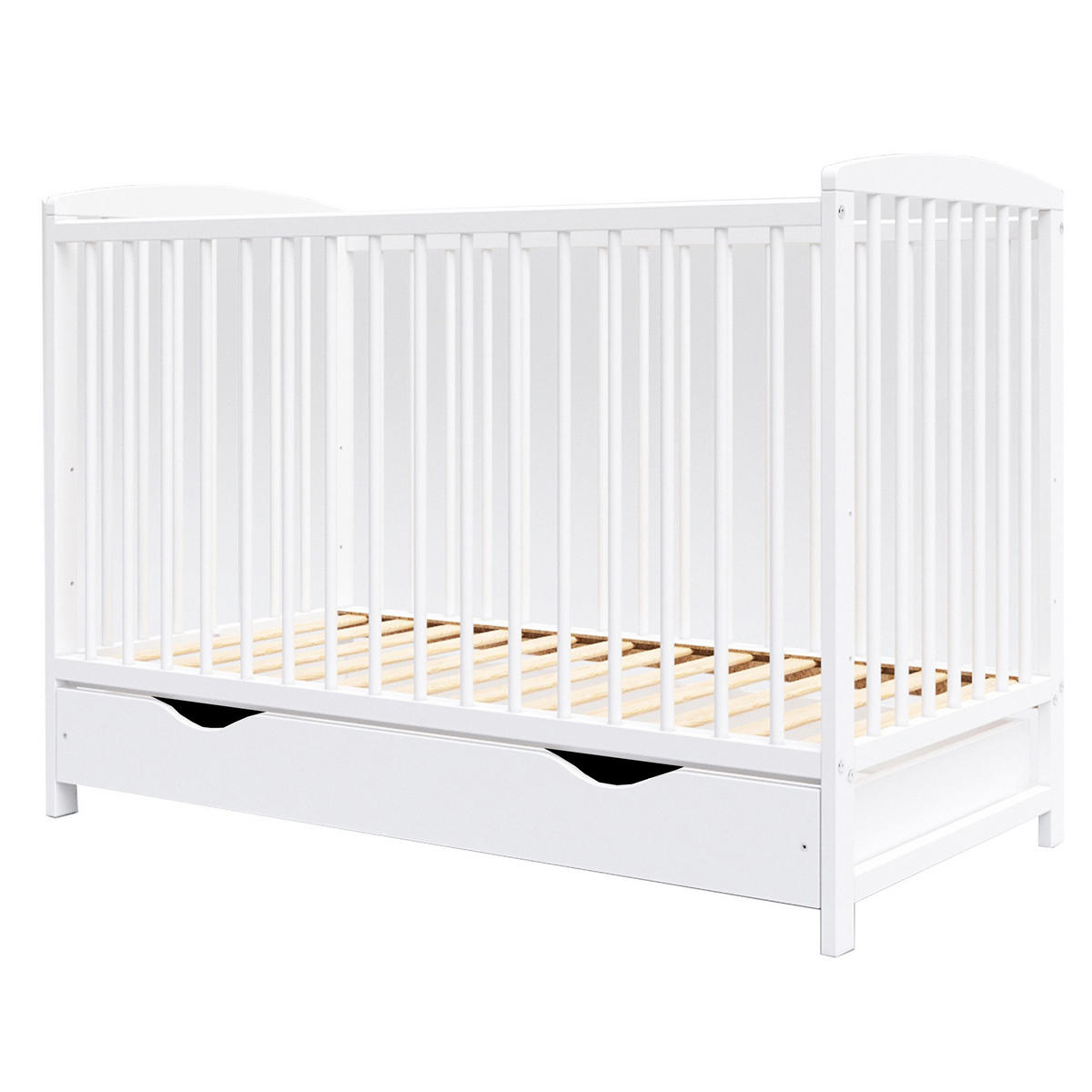 BABYBETT Nina, Mitwachsendes, mit Schublade Weiß - Weiß, Holz (60/120cm) - Premiers Moments