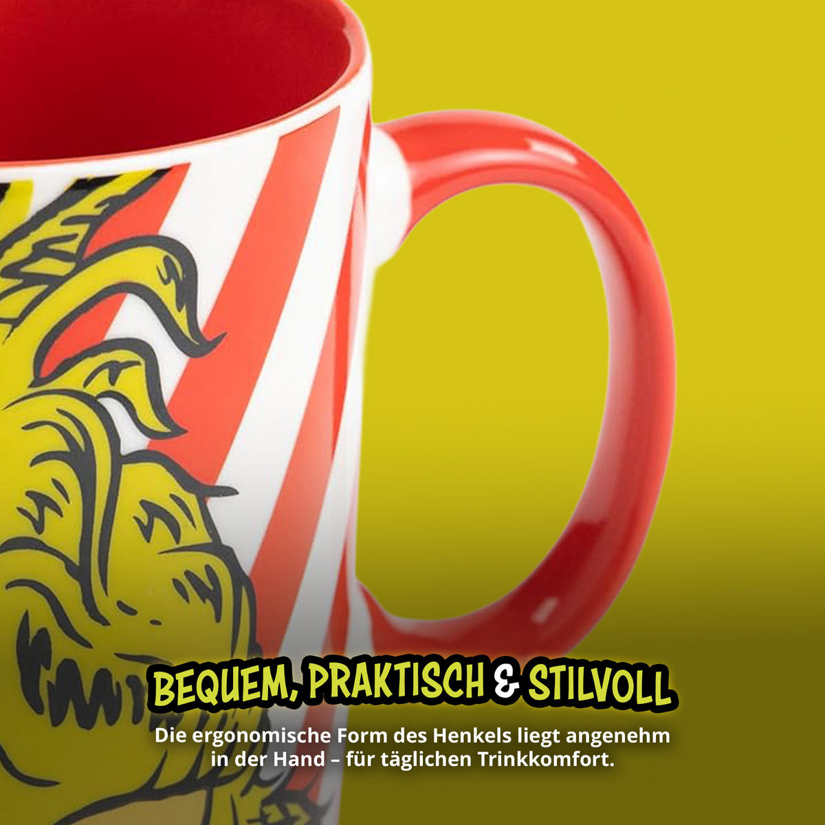 KAFFEEBCHER The Grinch Gestreift Rot /Weiß 320 ml - Multicolor, Keramik (0.32L) - United Labels