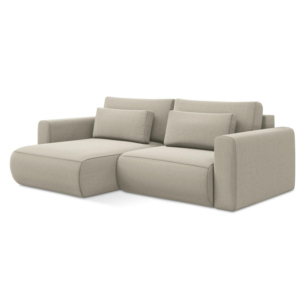 ECKSOFA mit Schlaffunktion Samt Stoff Creme - Perlmutt/Creme, Kunststoff/Textil (149/240cm) - LaMiaSofa