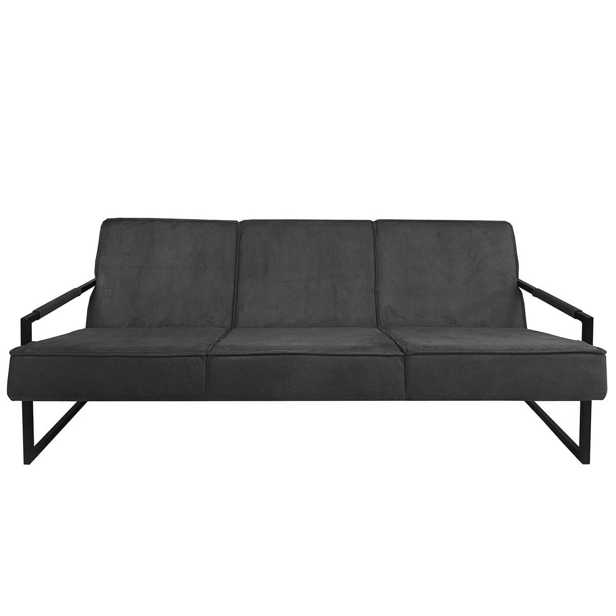 3-SITZER SOFA - Strukturstoff - Dunkelgrau, Textil (185/74/82cm) - home24