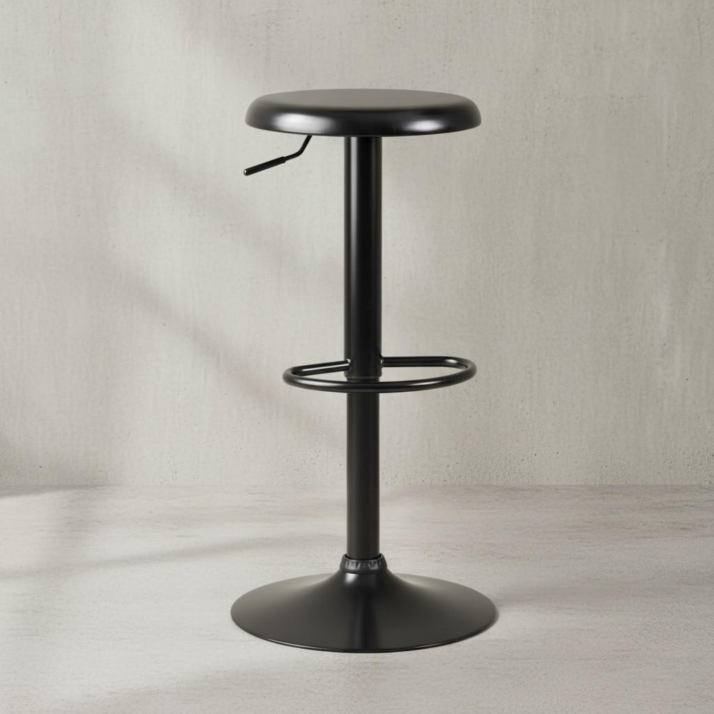 BARHOCKER – Schwarz, höhenverstellbar, mit Fußablage, 40x58–79 cm - Schwarz, Metall (40/79/40cm) - KADIMA DESIGN