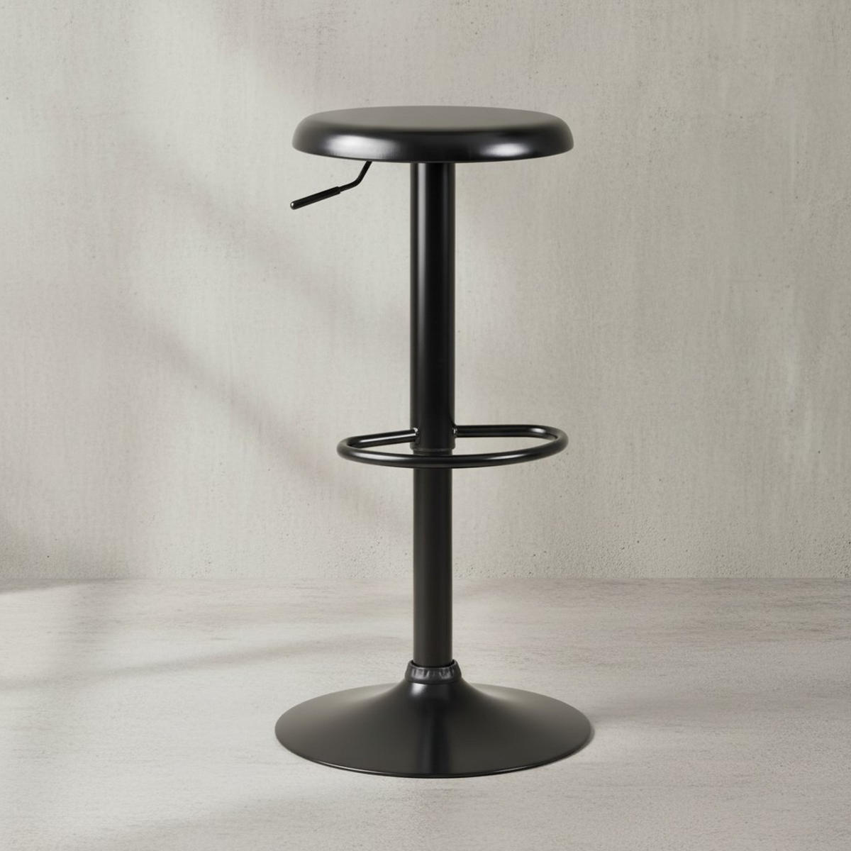 BARHOCKER – Schwarz, höhenverstellbar, mit Fußablage, 40x58–79 cm - Schwarz, Metall (40/79/40cm) - KADIMA DESIGN