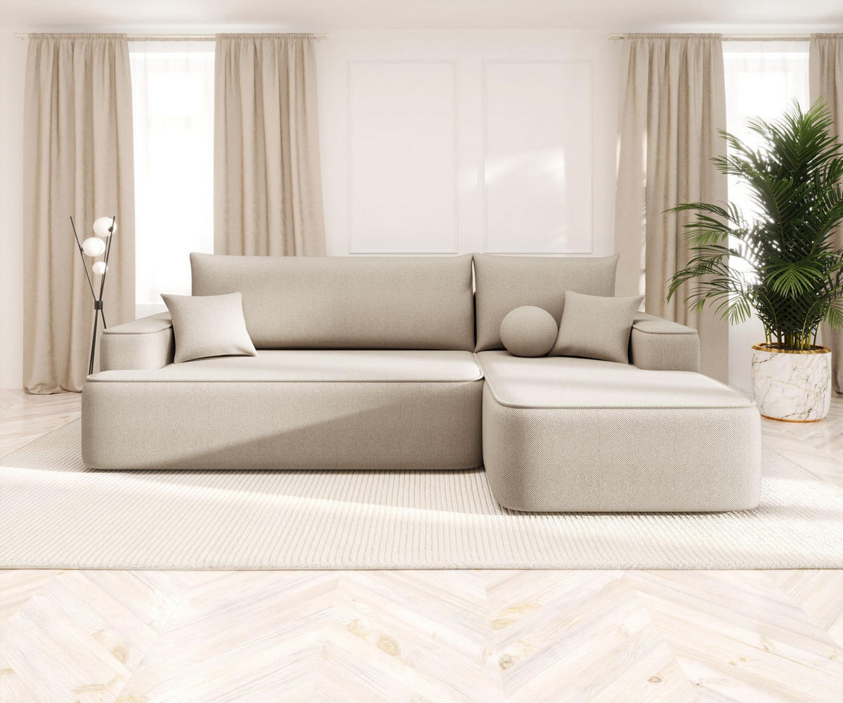 ECKSOFA mit Schlaffunktion FIGO Curio 09 Rechts - Ecru, Textil (250/150cm) - Bedante