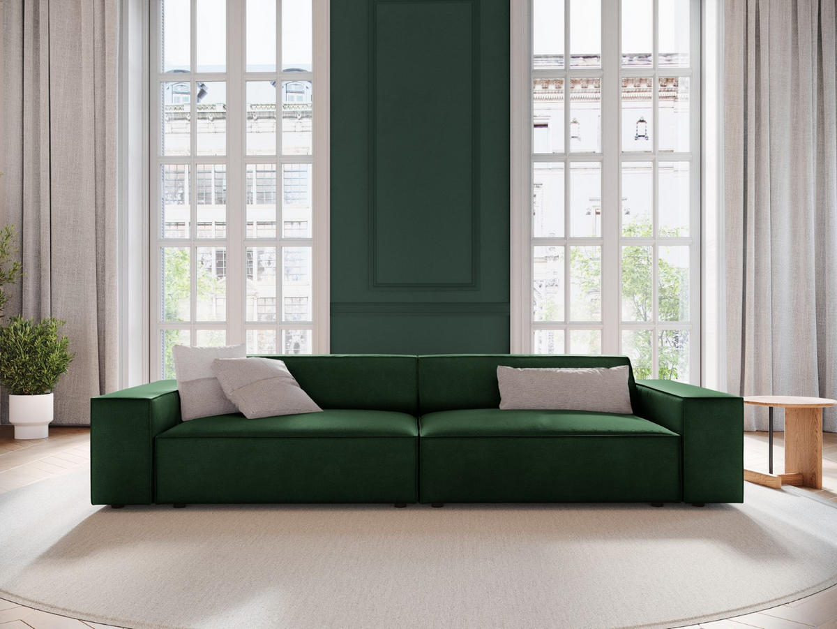 SOFA Jodie aus Samt flaschengrün 4 Sitzplätze - Dunkelgrün, Textil (244/70/102cm) - Micadoni
