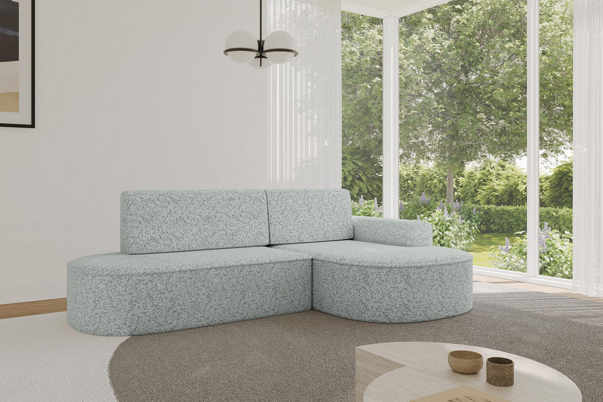 ECKSOFA mit Schlaffunktion und Bettkasten Ottomane Rechts MARI-L1-S - 283x167x73 cm Grün Tissu - Dunkelgrün/Schwarz, Holzwerkstoff/Kunststoff (167/283cm) - ALTDECOR