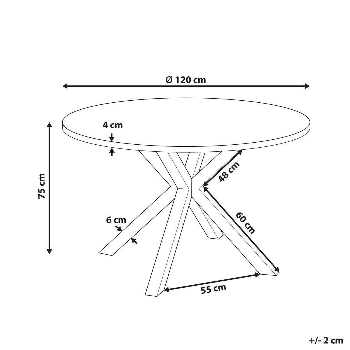 GARTENTISCH Weiß Maletto - Weiß/Grau, Keramik (120/120/75cm) - Beliani