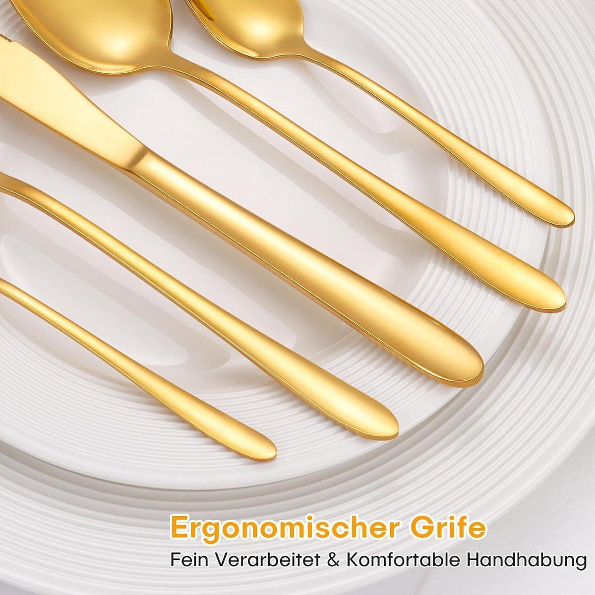 BESTECKSET 30-teilig Gold Edelstahl für 6 Personen - Goldfarben, Metall