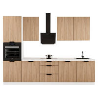 KÜCHENZEILE 300 cm - Sorento KS1-M300 - in Weiß/Sonoma Eiche - Beige/Schwarz, Holz (300/247/58cm)