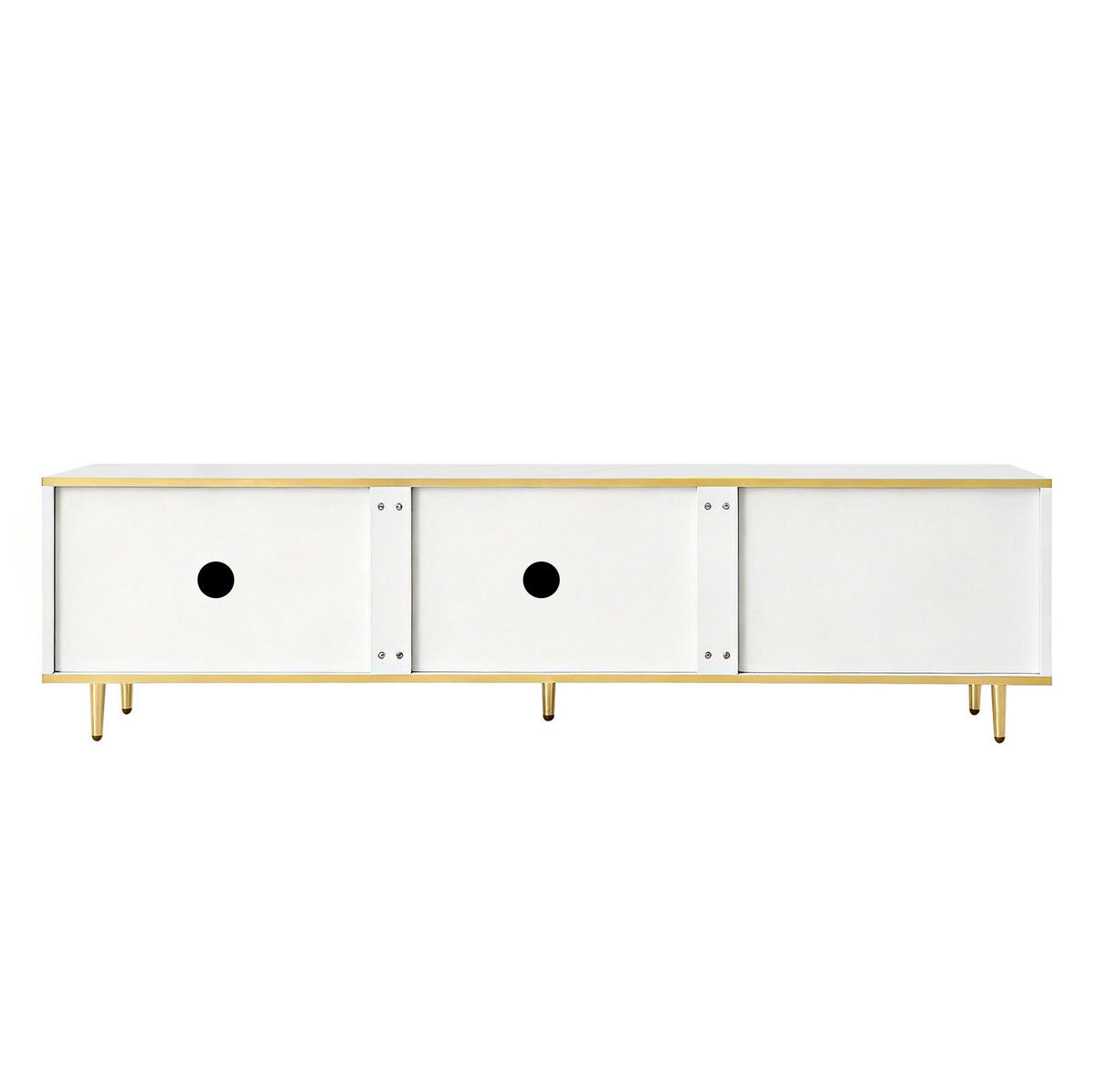 TV-SCHRANK mit 2 Schubladen 170 x 37 x 45 cm Weiß Gold - Weiß, Holzwerkstoff (37/45/170cm) - Beauniv
