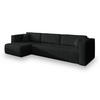 ECKSOFA OLVERA Schwarz Geflochtener Stoff mit Schlaffunktion - Schwarz, Holz (347/148cm) - MASSENO