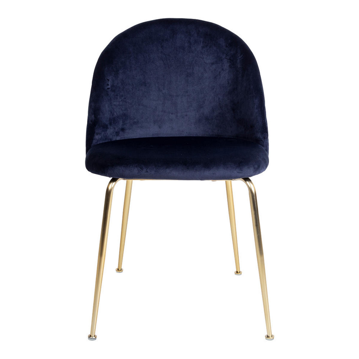 STUHL 2er-Set blau velours, Beine im Messing Look - Blau, Holzwerkstoff (51/78/52cm) - ebuy24