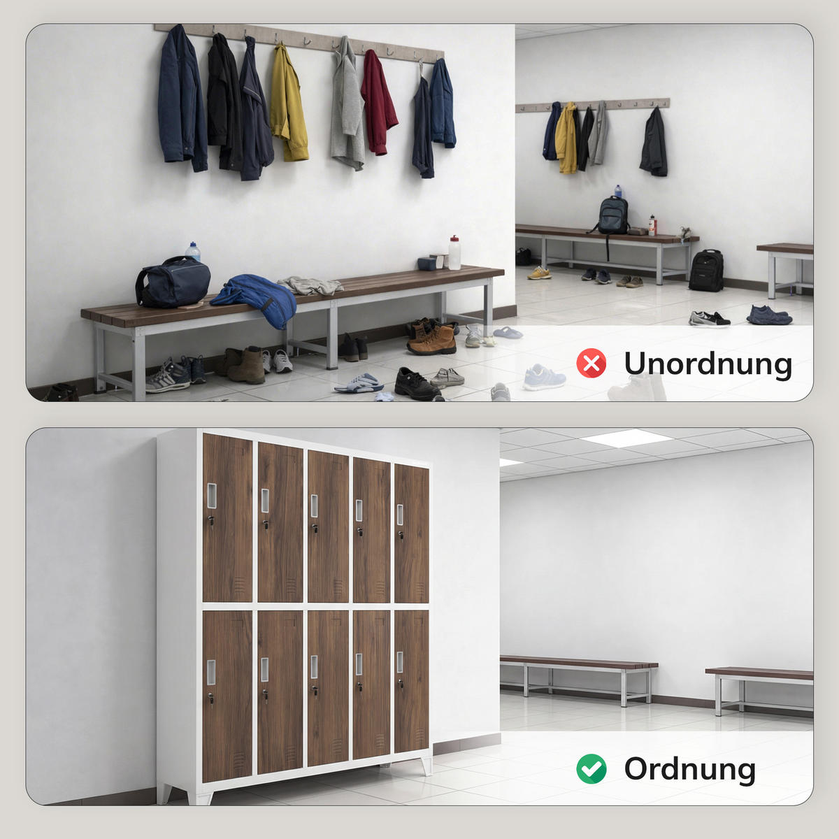 ARBEITSSCHUTZ-KLEIDERSCHRANK BARTEK 172x136x45 cm - Nussbaumfarben/Weiß, Metall (136/172/45cm) - Jan Nowak