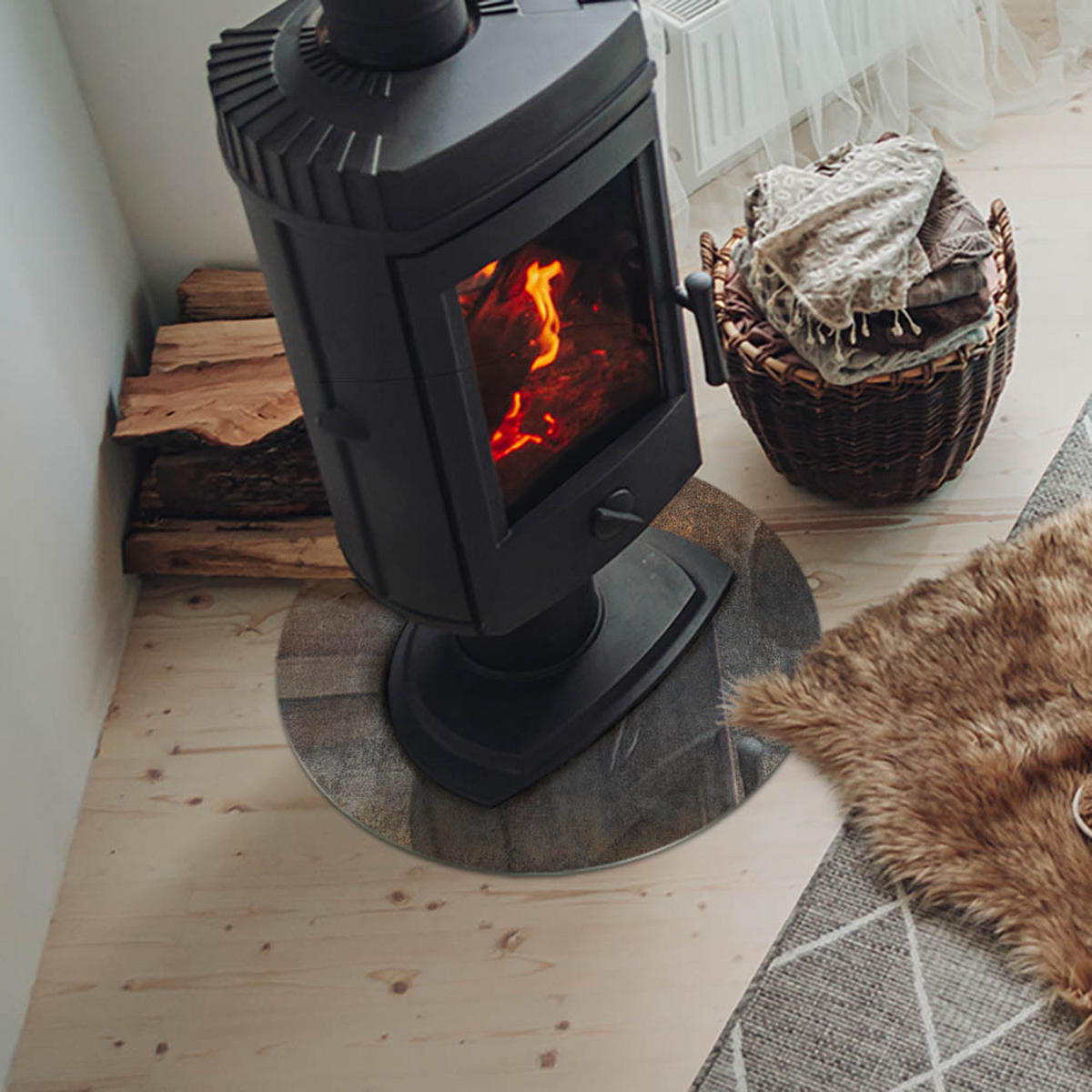 GLASPLATTE für Kamin Ø 50 cm - Braun, Glas (50/50/0.4cm) - TULUP