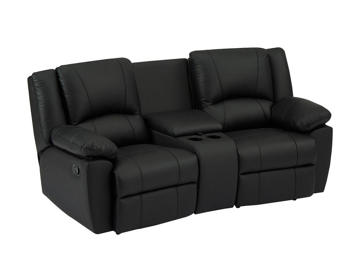 SOFAGARNITUR mit Relaxfunktion - 6 Personen - Leder - Schwarz - - Schwarz, Leder (201/97/95cm) - Vente-Unique