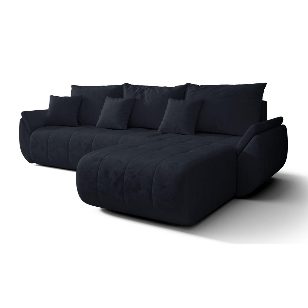 ECKSOFA Romuldi mit Schlaffunktion, Anthrazit Samt, rechtsseitig - Anthrazit/Schwarz, Kunststoff/Textil (185/280cm) - Selsey