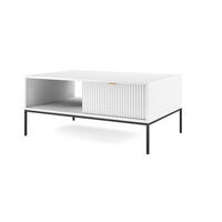 COUCHTISCH 104 cm Galla mit geriffelten Fronten und Schublade, Weiß + Schwarz - Schwarz/Weiß, Holz (68/104/46cm) - Emporius