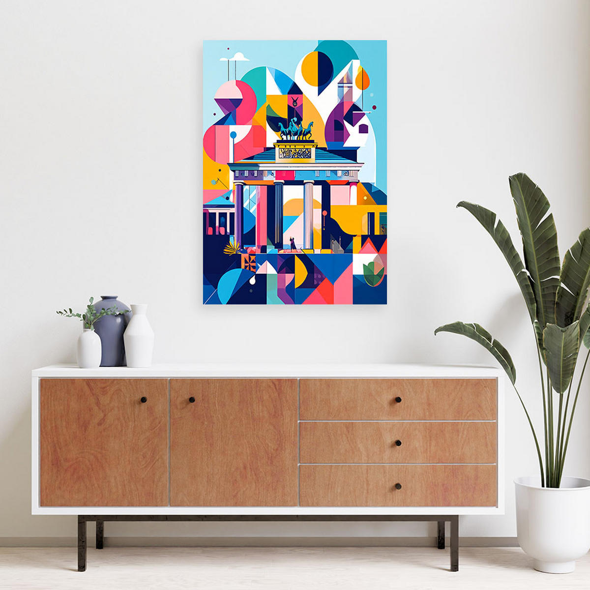 LEINWANDBILD Berlin Stadt Abstraktion im Bauhaus-Stil 60x90cm - Multicolor, Textil (60/90cm) - Feeby