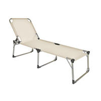 SONNENLIEGE Nimes Verstellbar Beige XXL Gartenliege mit Dach - Beige, Kunststoff (70/45/214cm) - DELUKE
