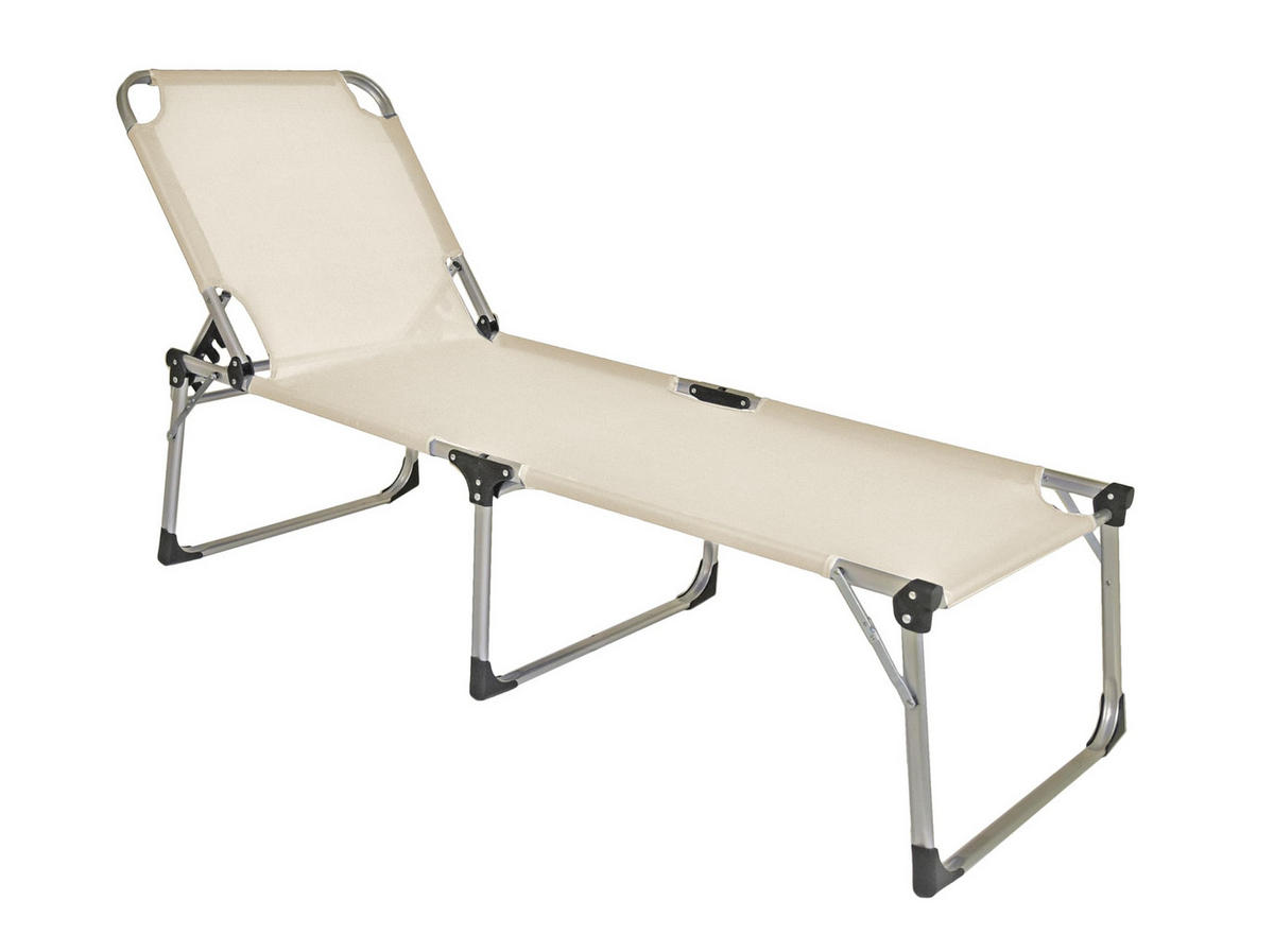 SONNENLIEGE Nimes Verstellbar Beige XXL Gartenliege mit Dach - Beige, Kunststoff (70/45/214cm) - DELUKE