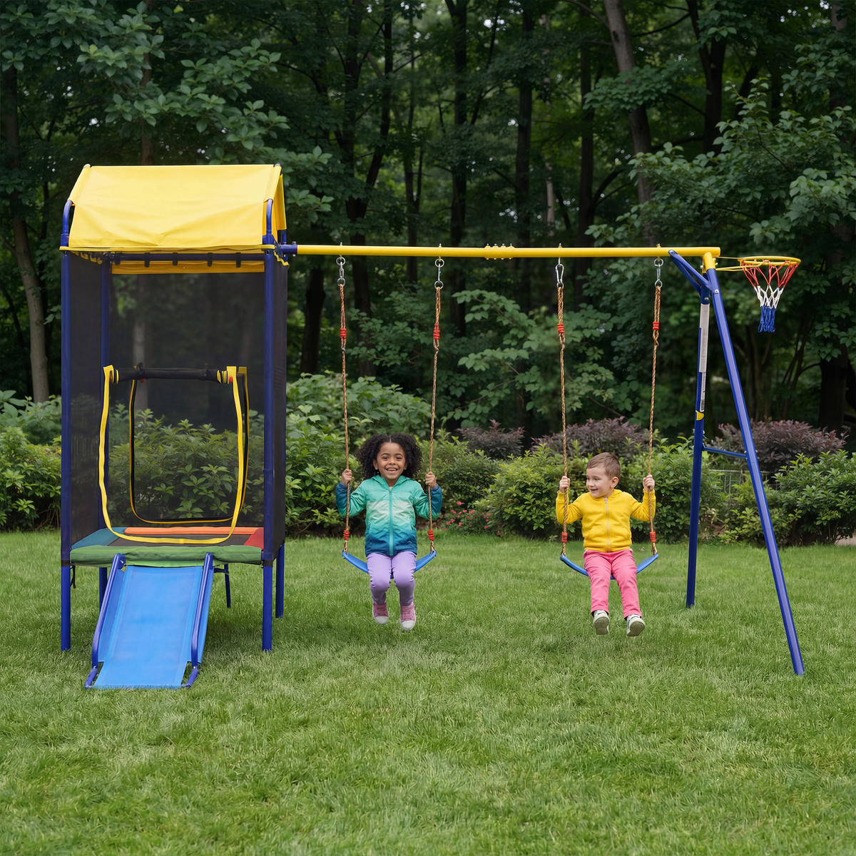 SPIELGERÄT Outdoor Kinder Turm Schaukel Rutsche - Multicolor, Metall (336/217cm) - LEBENLANG