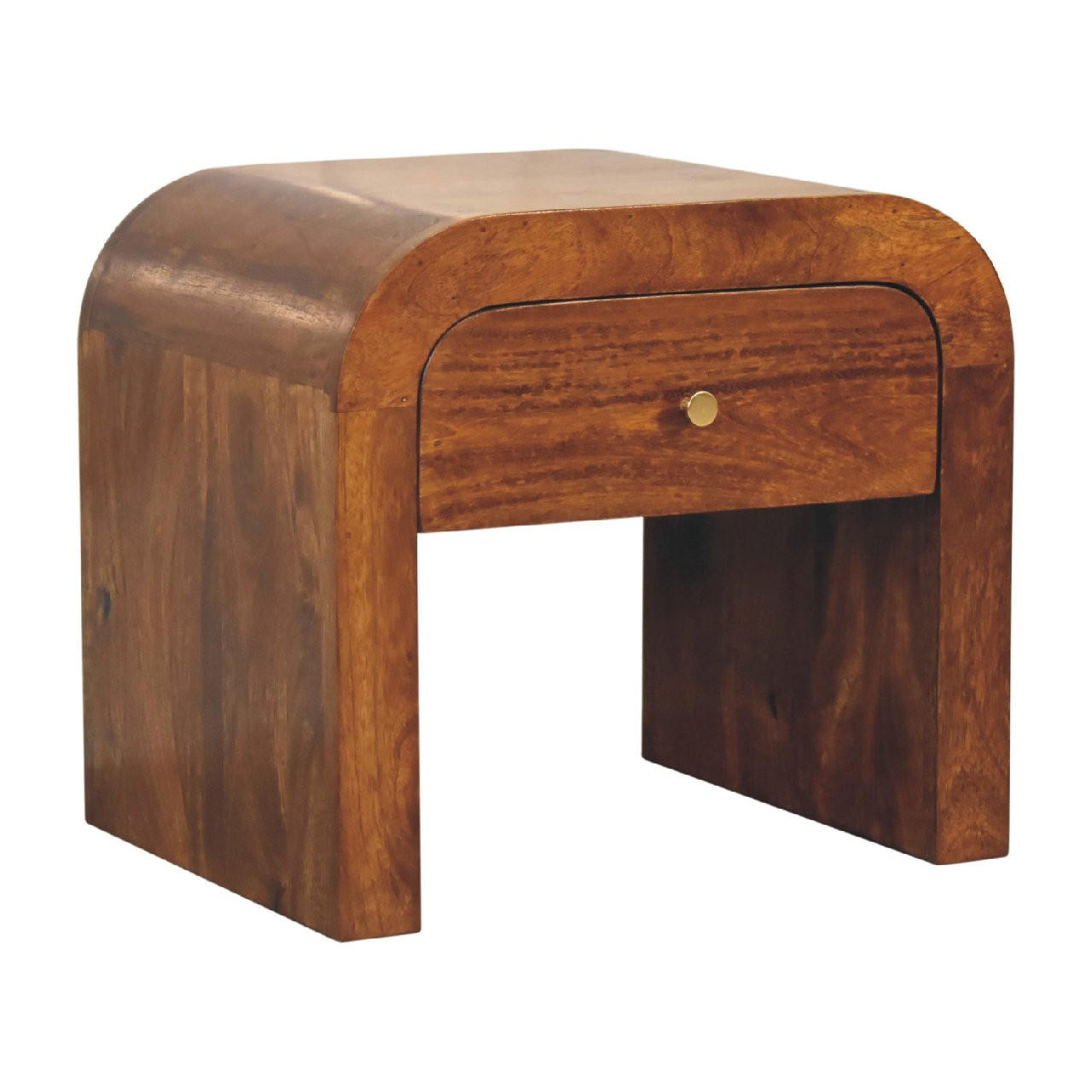 NACHTTISCH mit 1 Schublade - Kastanienfarben/Messingfarben, Holz/Metall (45/40/35cm) - Artisan Furniture