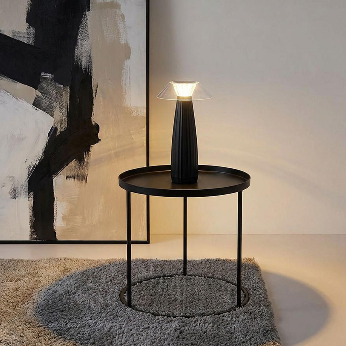 LED TISCHLEUCHTE ILLUMI Kunststoff Schwarz matt 2-tlg. - Schwarz, Kunststoff (15.4/15.4/28cm) - Globo Lighting
