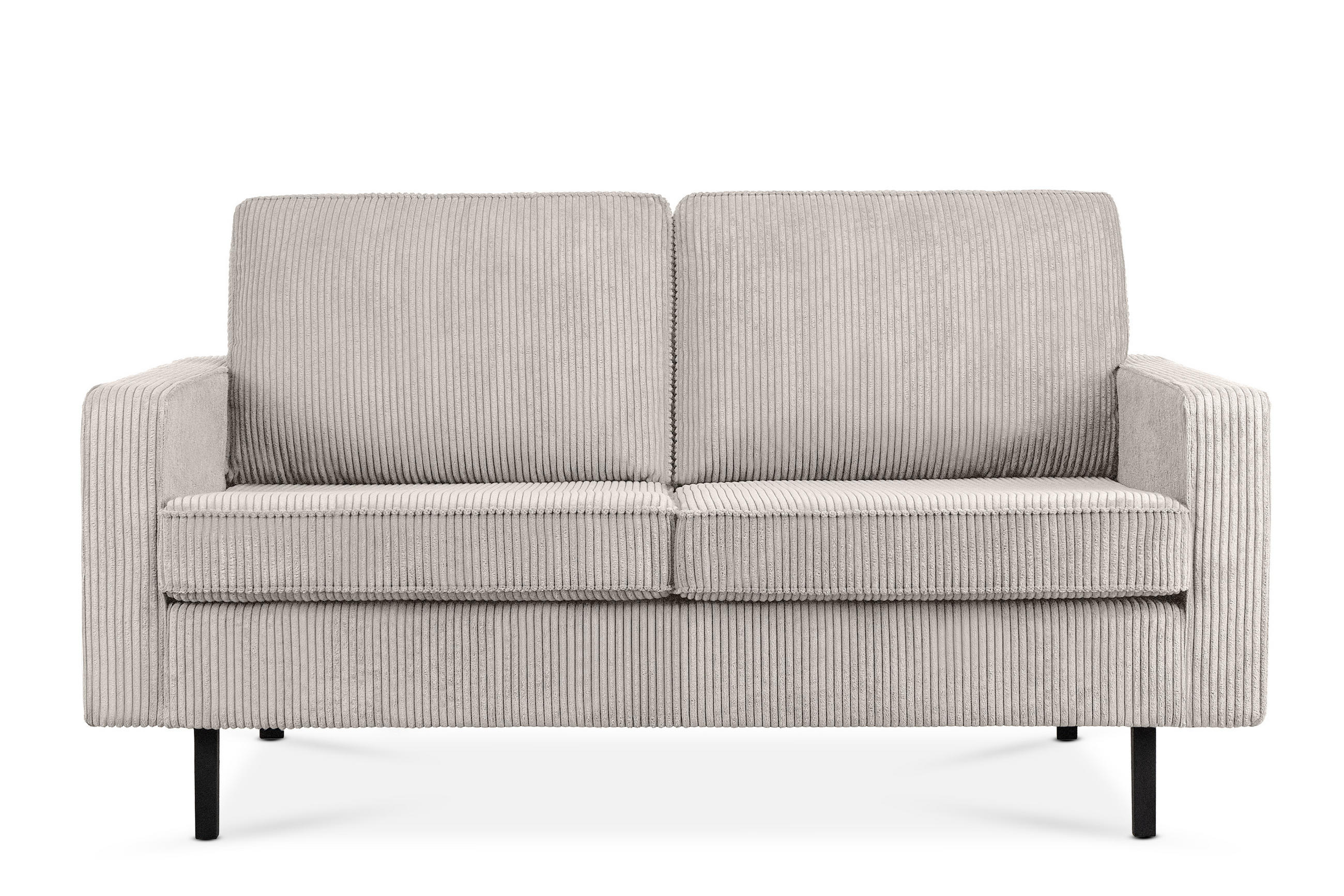 2-SITZER-SOFA INVIA Klassische-Stil mit Armlehnen, Feinkord-Stoff, Creme - Creme/Schwarz, Textil (164/87/98cm) - KONSIMO®