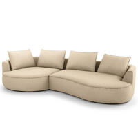 BIGSOFA - Taupe/Schwarz, Kunststoff/Textil (322/82/154cm) - home24