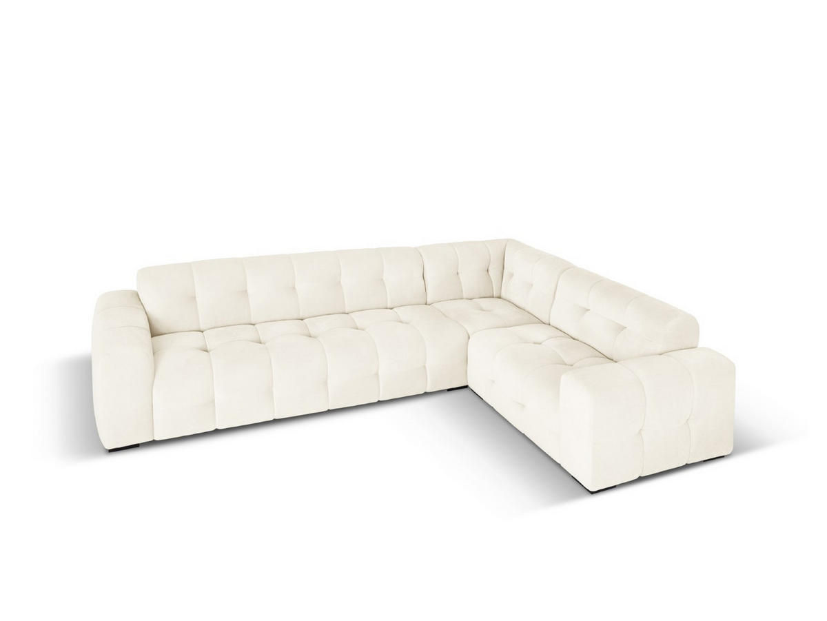 ECKSOFA rechts Kendal aus Samt leichtes beige 6 Sitzplätze - Creme, Textil (231/332cm) - Micadoni